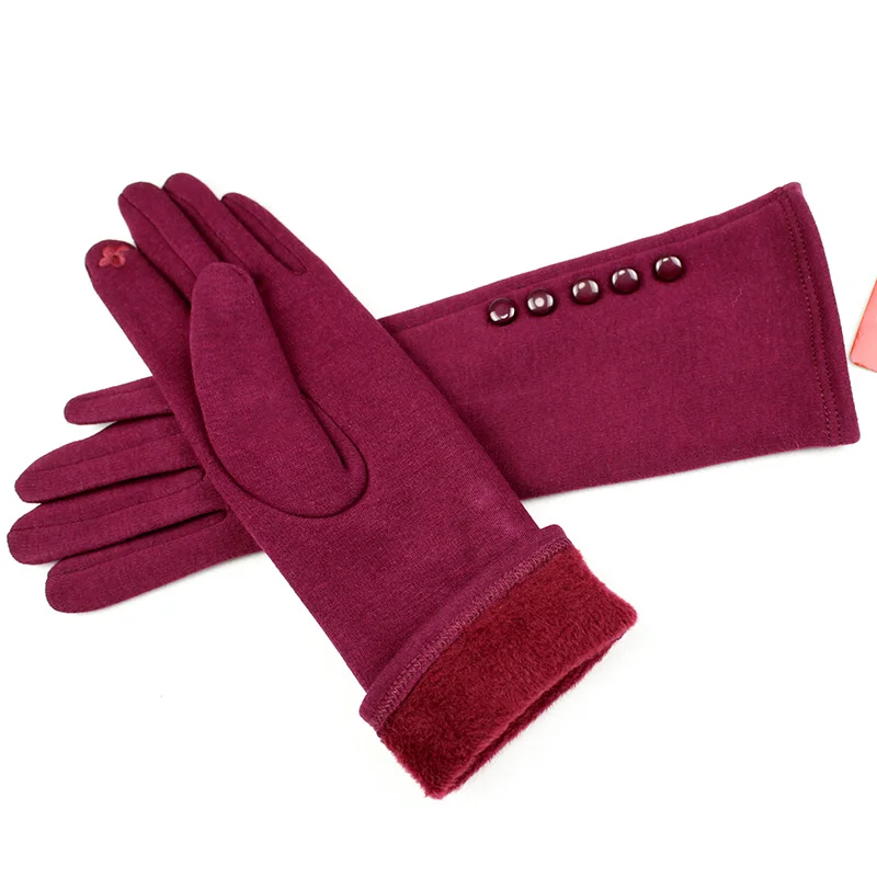 Guantes de algodón alargados con pantalla táctil de 30 CM, forro polar de punto elástico a la moda para mujer para mantener el calor en primavera y