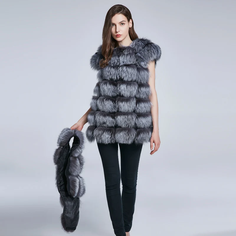 Fox fur fur vest ladies winter coat fur coat natural fox fur jacket warmth can the length of the vest small pieces stitch