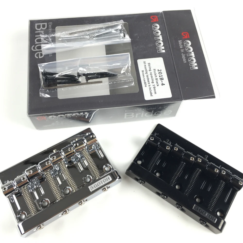 

Genuine Original GOTOH 201B-4 4 Strings Electric Bass Bridge Brass Saddle Chrome Black MADE IN JAPAN