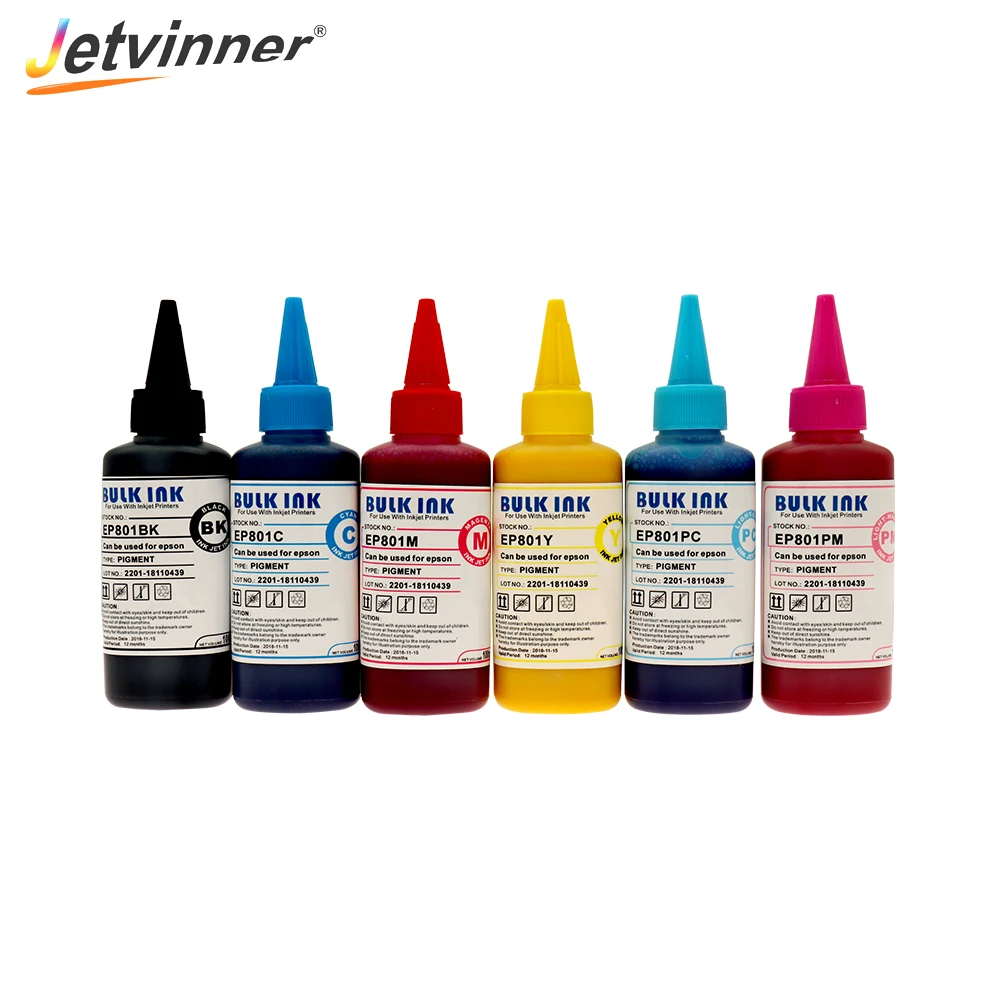 Jetviner – encre pigmentée universelle 6 couleurs, pour imprimante à jet d'encre Epson R250 L350 L355 L362 L366 L550 L555 L566