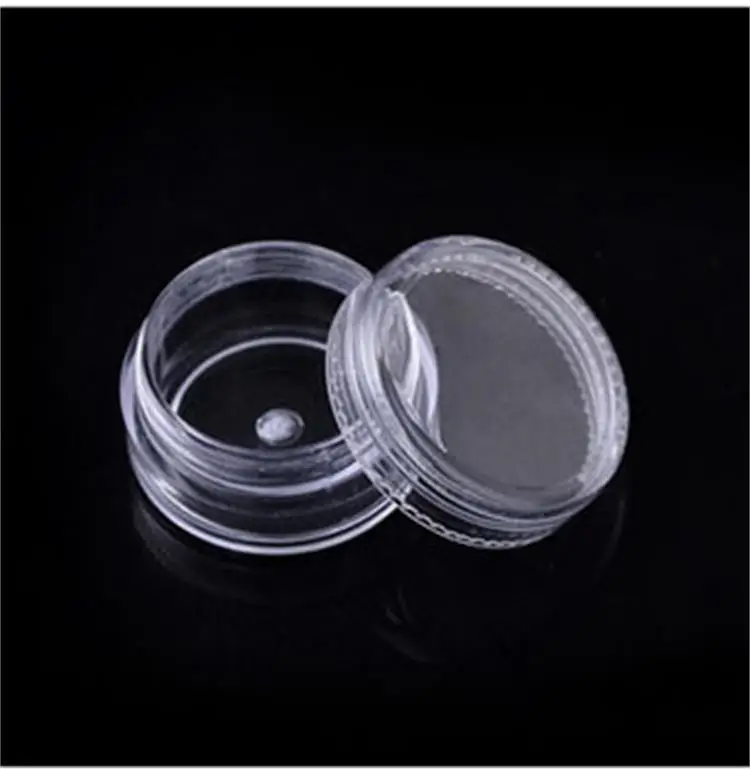 

Wholesale 3g small round Refillable Bottles jars clear hard plastic pot nail art storage empty bottles 4000pcs/lot free shipping