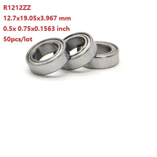 50pcs/lot R1212ZZ R1212 ZZ Z Bearings 0.5x 0.75x0.1563 inch Deep Groove Ball bearing 12.7x19.05x3.967mm