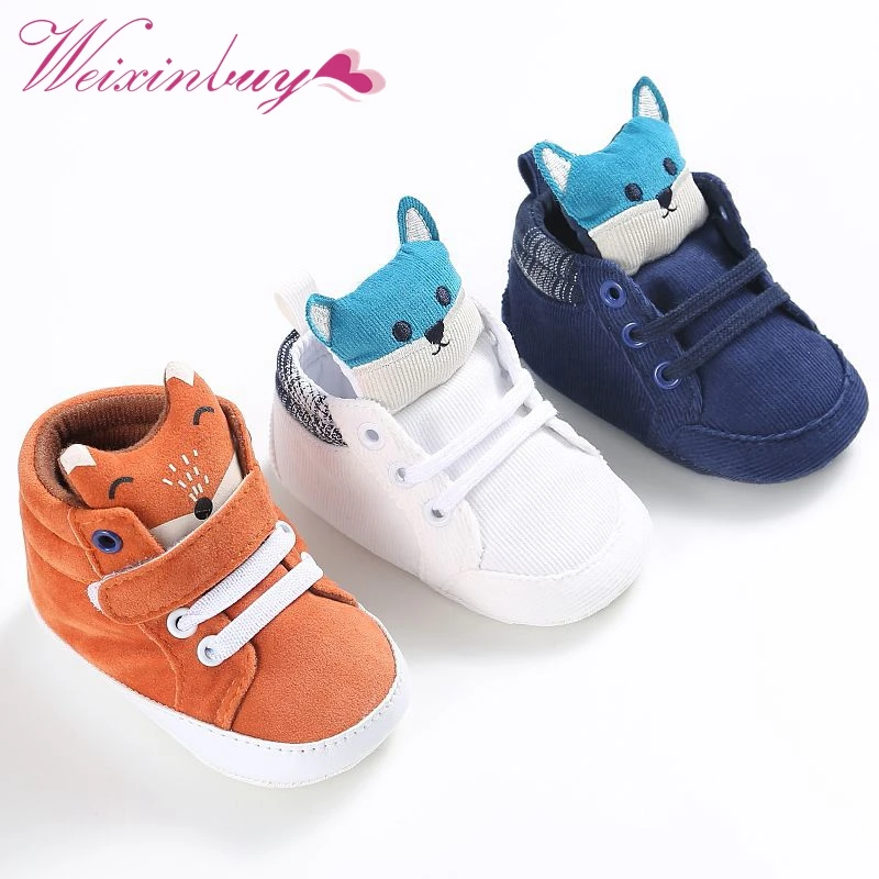 Autumn Baby Shoes Kid Boy Girl Fox Cotton Cloth First Walker Anti-slip Soft Sole Toddler Sneaker 1 Pair