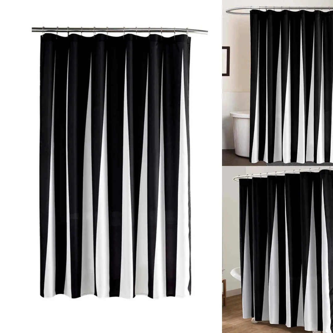 JX-LCLYL Black&White Fabric Shower Curtain Liner Polyester Waterproof Bathroom Decor New