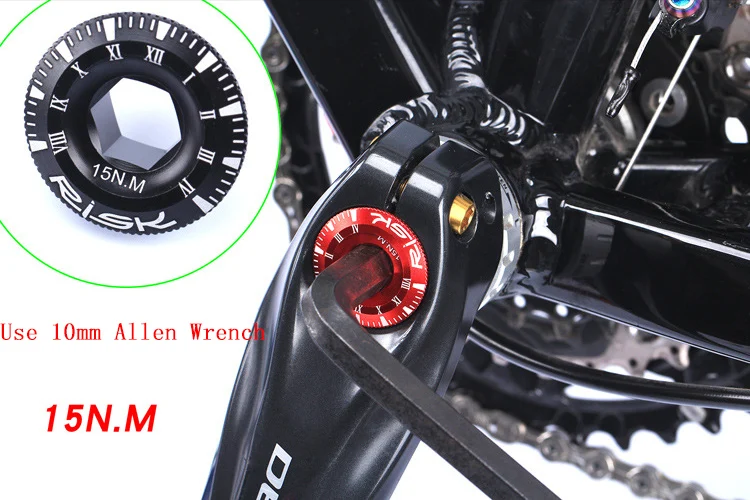 RISK M18X9 Bike Crank Bolt Aluminum Alloy MTB Road Bicycle Bottom Bracket Cap Crankset Screw for PROWHEEL Crank Cover Cap Bolts