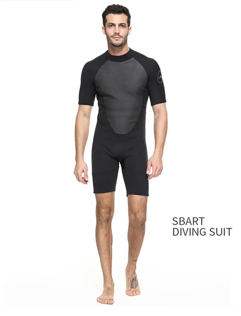 SBART Neoprene Diving Suit Men 2mm Keep Warm Anti-cold Short Sleeve Snorkeling Suit Surf Clothing Winter Swimming Suit Sunscreen