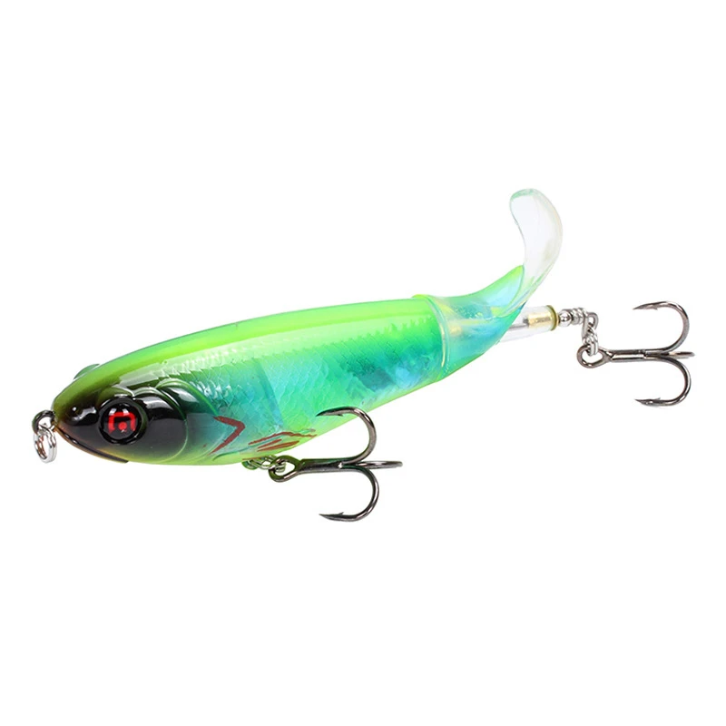 1pcs Whopper Popper 10.5cm 17g Topwater Fishing Lure Artificial Hard Bait 3D Eyes Plopper Soft Rotating Tail Fishing Tackle