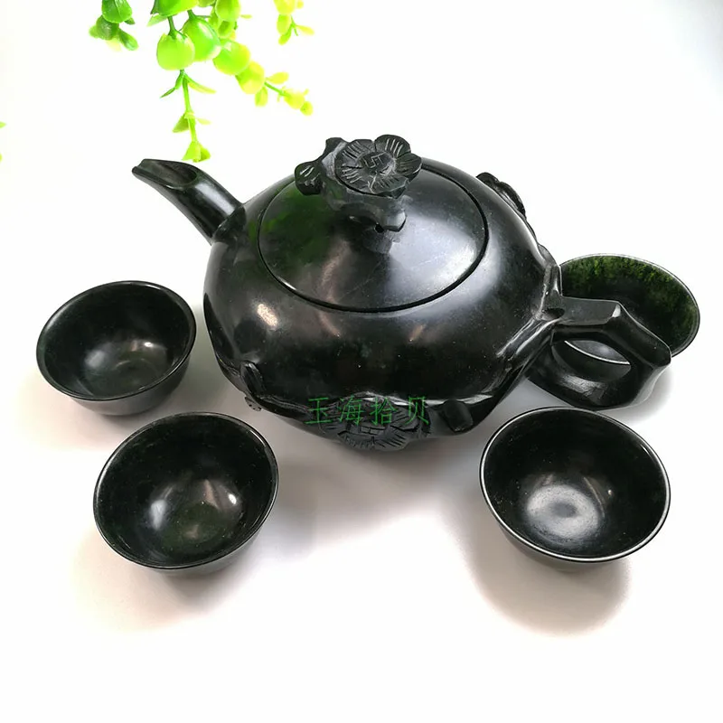 Chinese Kung Fu Tea Tea With Natural Jade Teapot And Tea Cup A Set