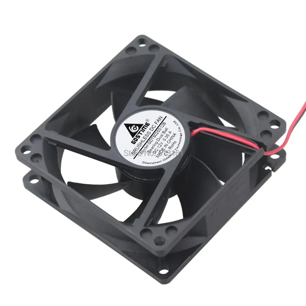 2 Cái Gdstime Tốc Độ Cao 80x80x25 mét Máy Tính 8 cm 12 V 2Pin Bi 80 mét DC Cooling Fan