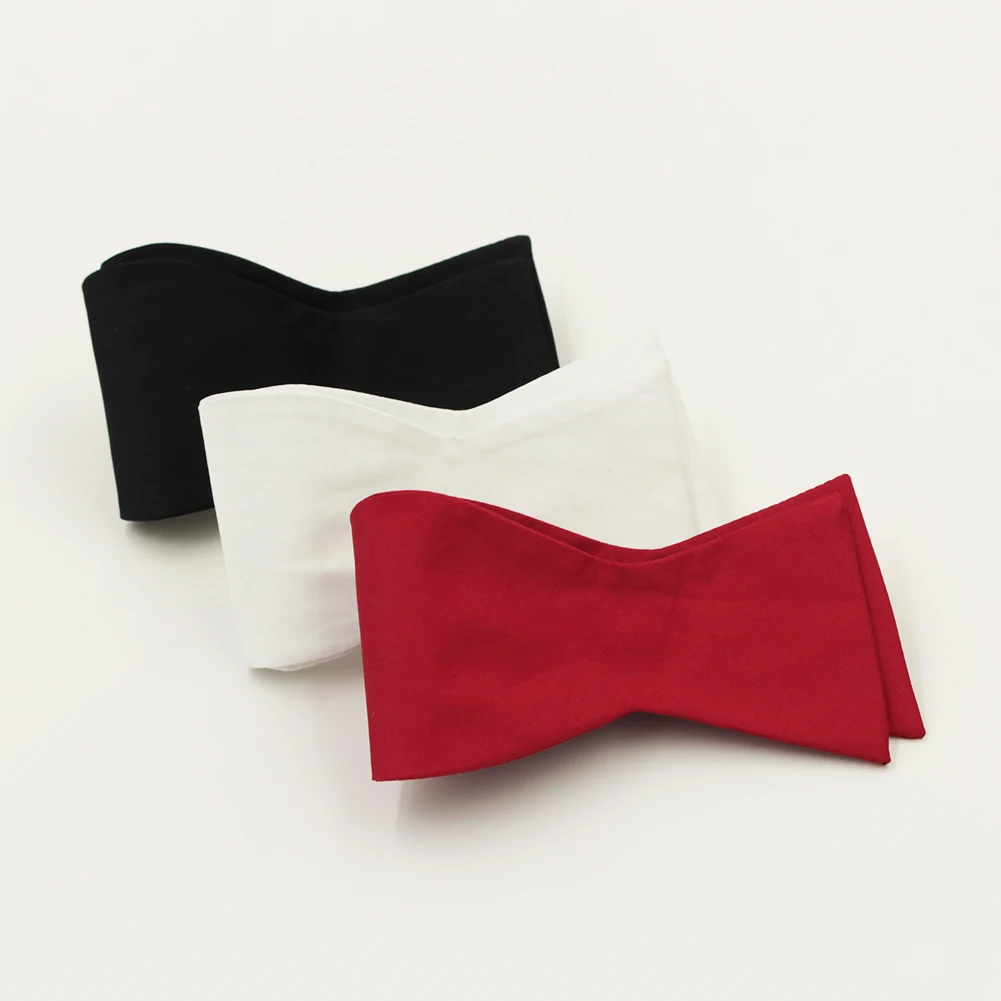 Fashion Elegant Solid Color Classic Self Bowties Tie For Men gentlemen Bow Ties Wedding Party Black Necktie Black White Gravata