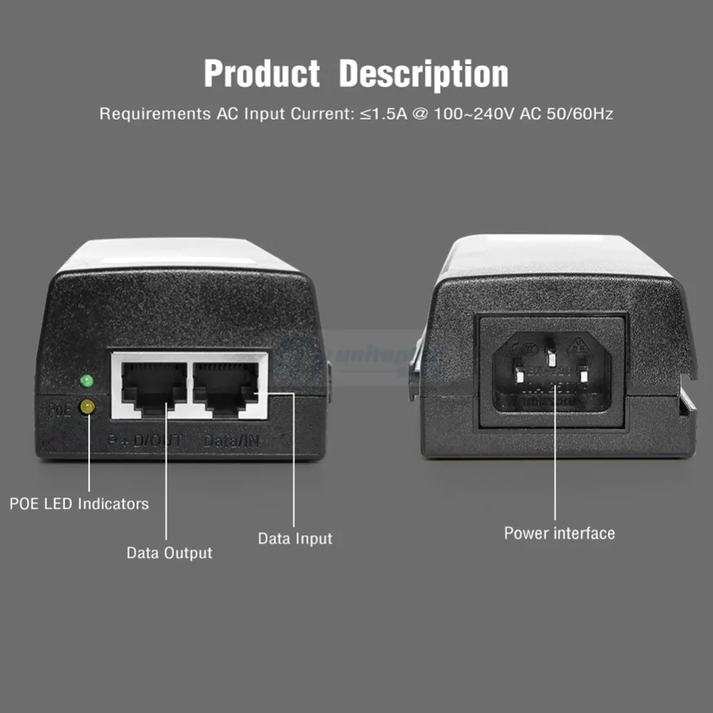 Poe Injektor 54V 60W Volle Heraus 100/100 0Mbps Power Over Ethernet Einzigen PoE Unterstützung PoE power Arbeit Für Mini PTZ Dome POE IP Kamera