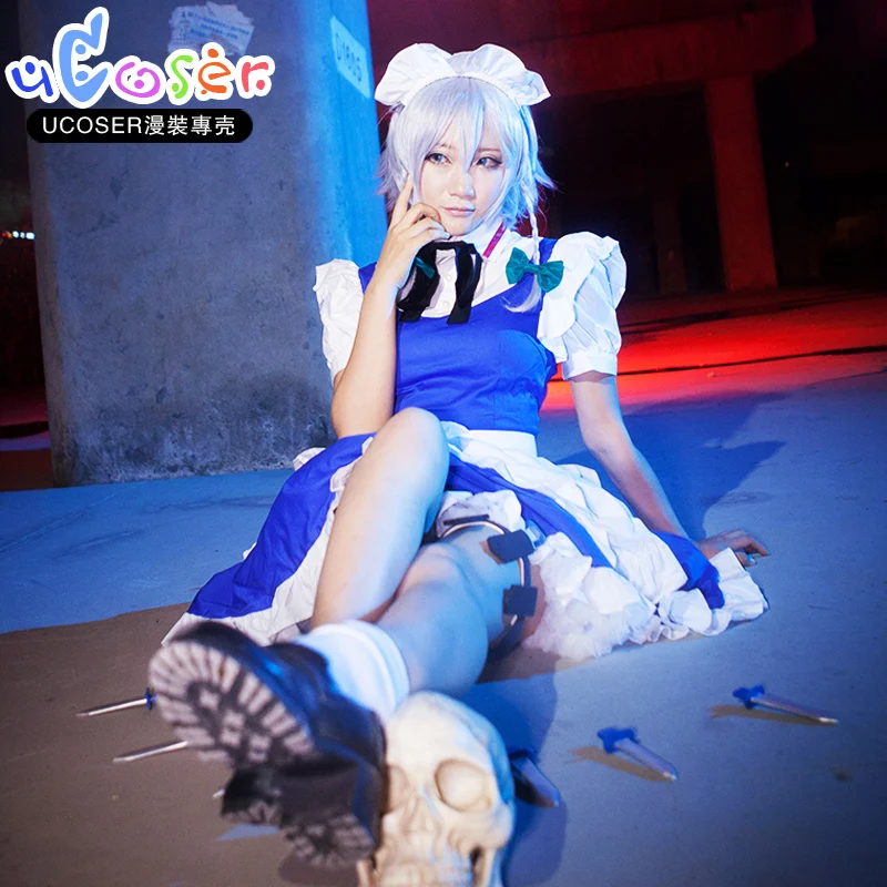 Kostum Cosplay Touhou Project Perwujudan dari Scarlet Devil Izayoi Sakuya Kostum Cosplay Pembantu Lolita