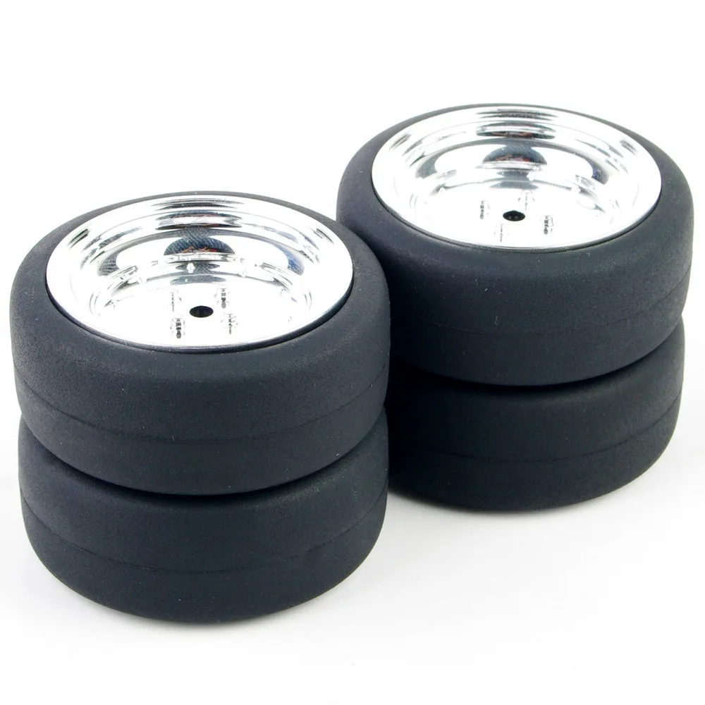 1:10 Flat Drift Tires Wheel and Rim Hub 4pcs for 1:10 On-Road Car HSP HPI Car Model