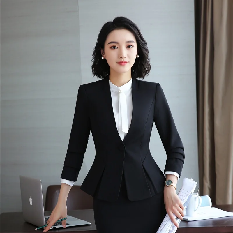 Long Sleeve Elegant Red Formal Uniforms Styles Blazers and Jackets Coat For Business Women Ladies Tops Clothes Outwear OL Blazer