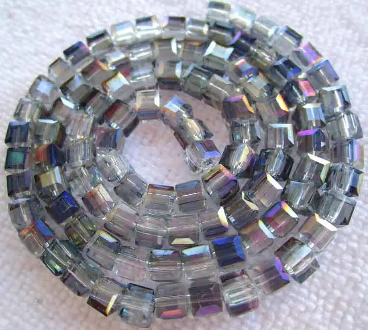 4mm Glass Crystal Faceted Square loose beads 16