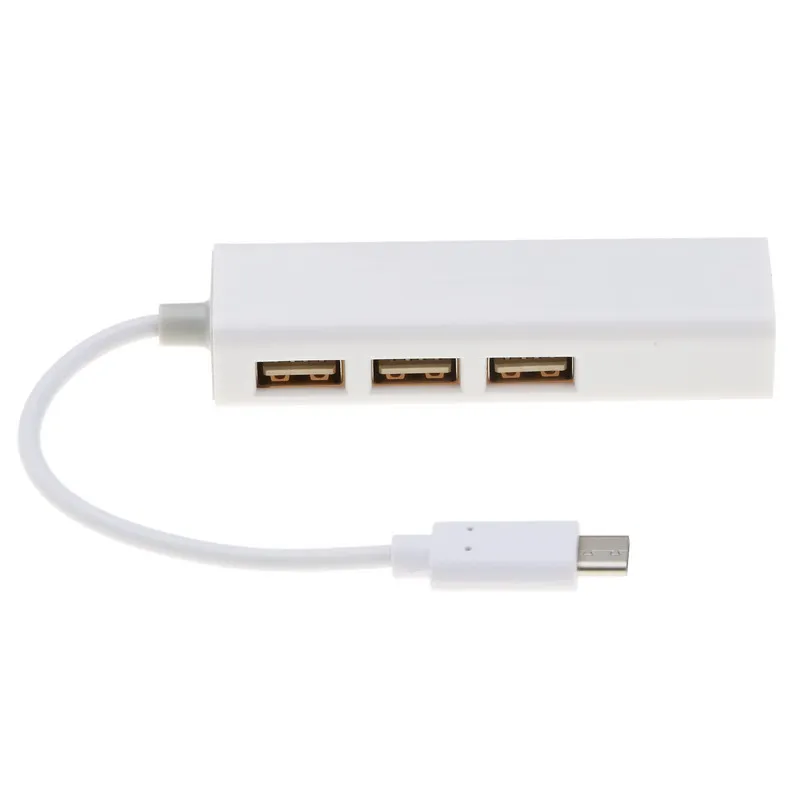 Kebidu الساخن 3 منافذ نوع C إلى USB HUB دعم إيثرنت LAN RJ45 مهائي كابلات بطاقة الشبكة USB 2.0 نقل البيانات محول