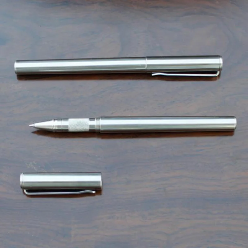 

1 pcs Creative Handmade Metal Solid Gel Pen with Clip 304# Stainless Steel Pen Tactical Pen Self Defense EDC