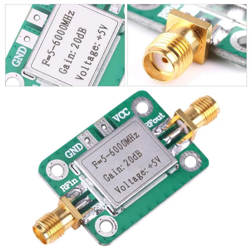 5M-6GHz RF ความถี่กว้างสัญญาณเครื่องขยายเสียง Power Amplifier Gain 20dB คลื่นความถี่ VFH UHF SHF 5-6000Mhz LNA