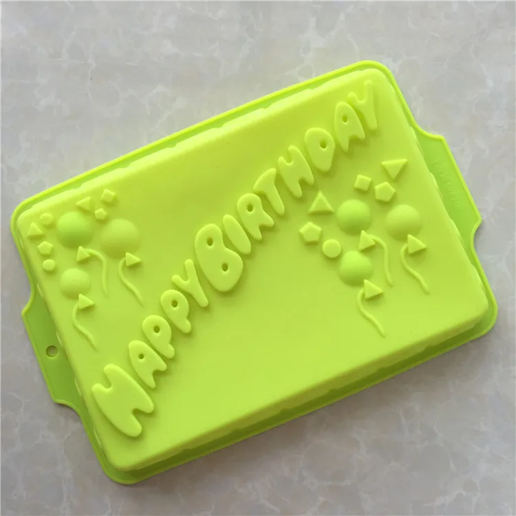 Big Rectangle Happy Birthday Silicone Cake Mold Bakeware Form For Cake Bakery Kitchen Accessories Bake Tools 34*23*4.5cm E066