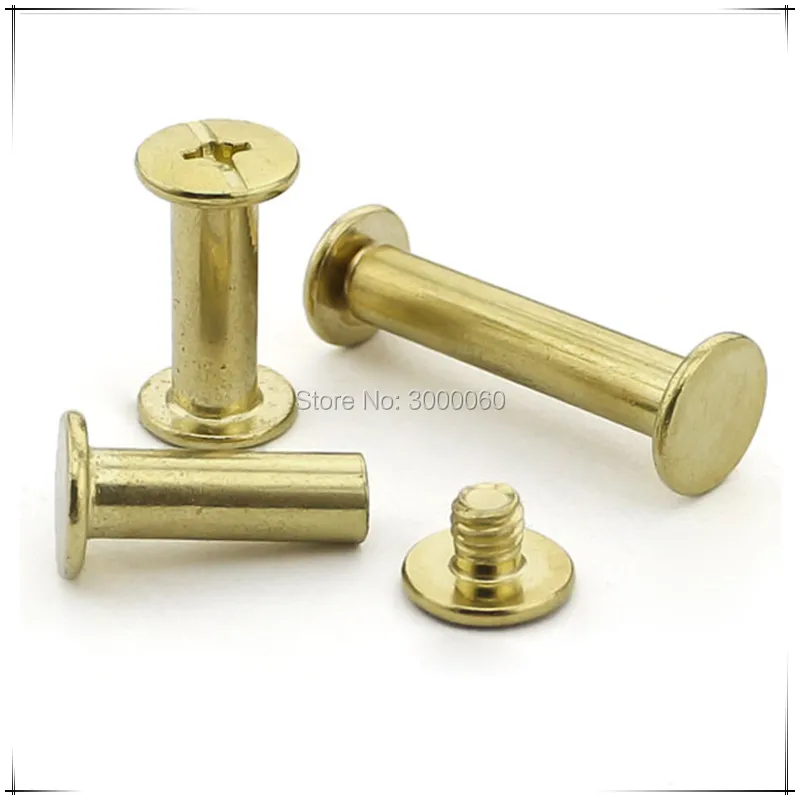 5mm Diameter Brass Plated Steel Gold Color Male Female Blinding Post Book encadernação tornillos Chicago Screw 100pcs/Lot