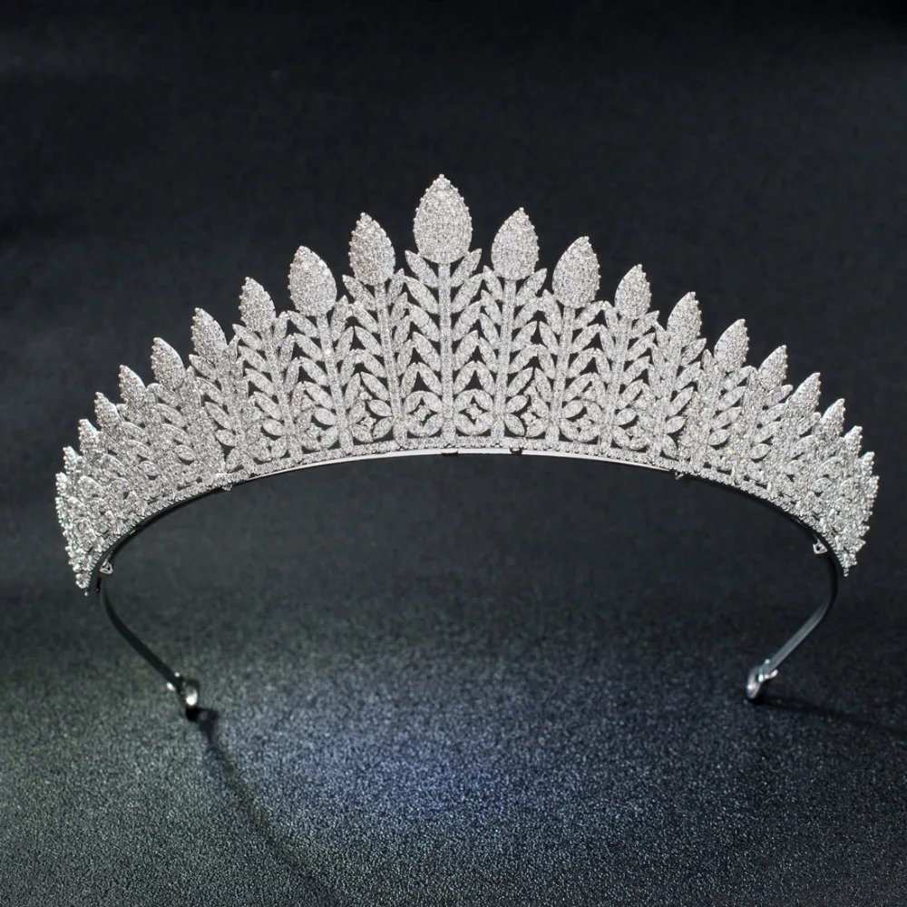 Full CZ Cubic Zirconia Wedding Bridal Tiara Crown Women Girl Hair Jewelry Accessories