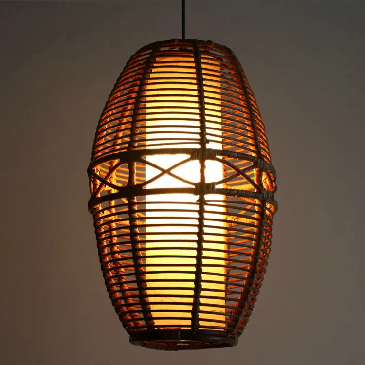 Wrapped pendant light rattan bamboo handmade coffee Western garden lamp living room chand pendant light YA72719