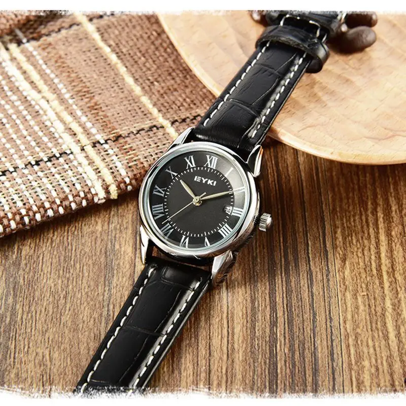 EYKI Brand Women Calendar Watch Ladies Leather Casual Quartz Watch Waterproof Wristwatch Clock Simple Relogio Feminino Kol Saati