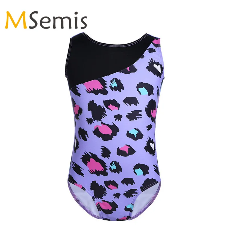 Kids Girls Swimsuit for Gymnastics Leotard Ballet Bodysuit Sleeveless One-piece Ballet Dance Gymnastics Workout Leotard Jumpsuit