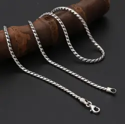 Unibabe Pure Silver Twist Necklace S925 Sterling Silver Necklace Men Women 2.5MM Thick Chain Necklace Male Jewelry Gift