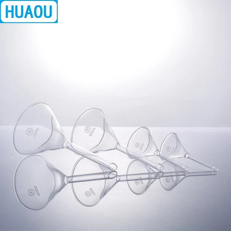 HUAOU 75mm Funnel Short Stem 60 Degree Angle Borosilicate 3.3 Glass Laboratory Chemistry Equipment