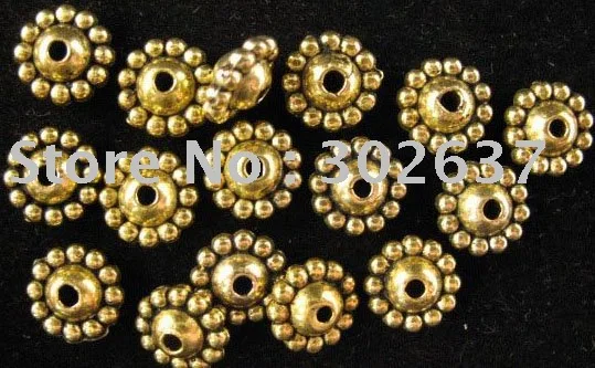 

FREE SHIPPING 210pcs Antiqued gold Beaded bicone spacer beads A736G