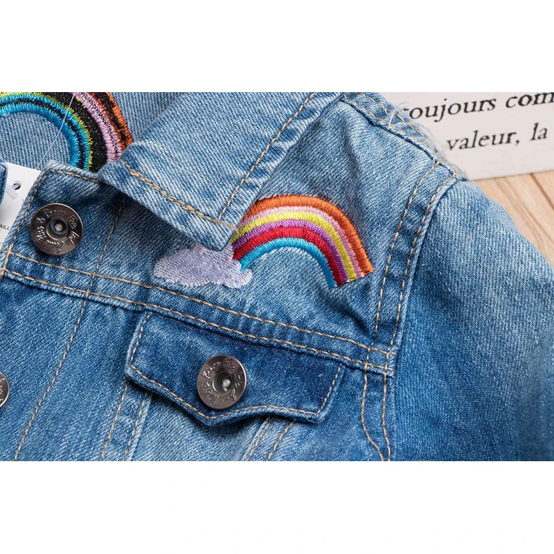 Cartoon Unicorn Embroidery Baby Girls Denim Coats Kids Jeans Jackets Toddlers Denim Jackets Children Outerwear Clothes