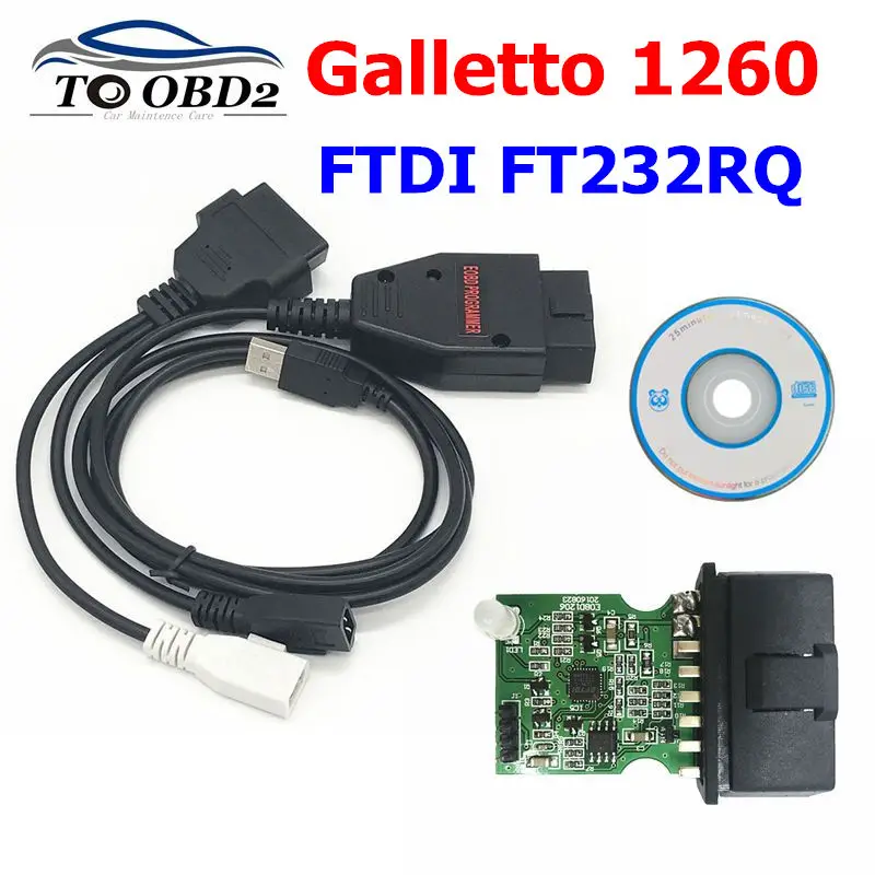 Newest Version OBD2 Galletto1260 Flasher EOBD/OBDII chip tuning tool Galletto 1260 FTDI ECU flash tool Remap