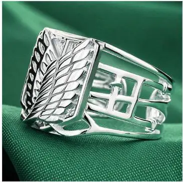 

Japanese Anime Attack on Titan Scouting Legion 925 Silver Ring Wings of Liberty Ring- Free Shipping Wholesale