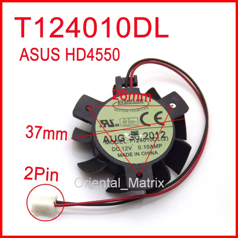 T124010DL 12V 0.1A 37mm For ASUS HD4550 HD5570 Graphics Card Cooler Cooling Fan