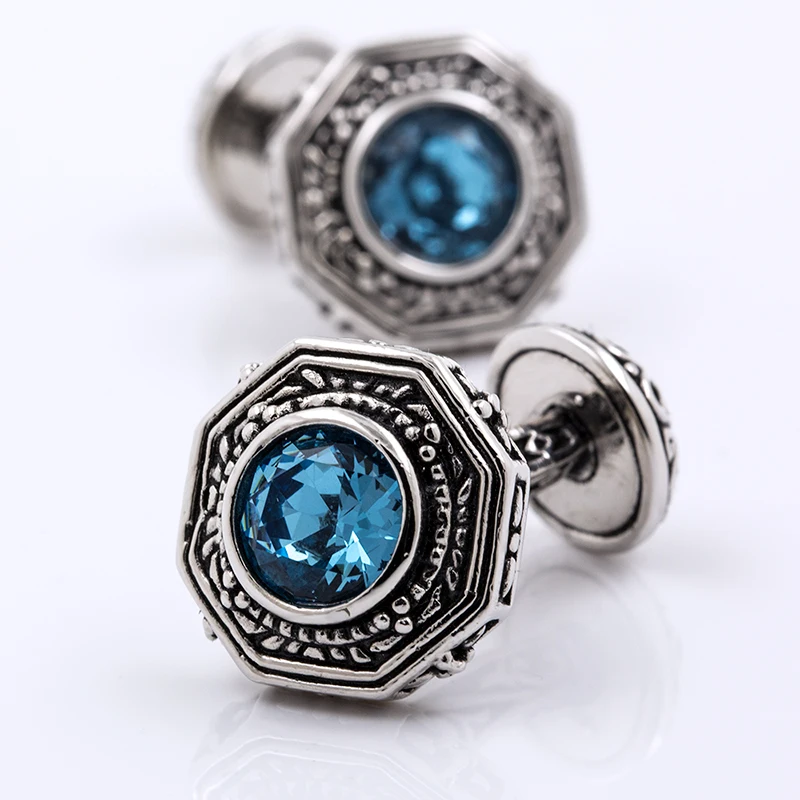 KFLK brand high quality men's shirts double blue cufflinks wedding gift buttons, 2017 new products guests