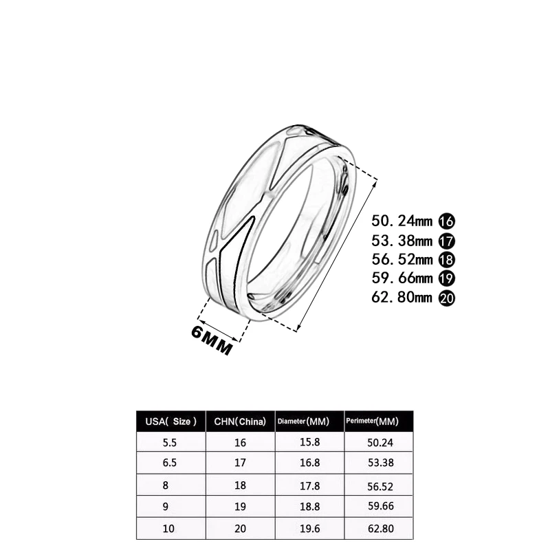 Fine Stainless Steel Rings 6mm Width Geometric Design Women Enamel Jewelry Retro Holiday Gift