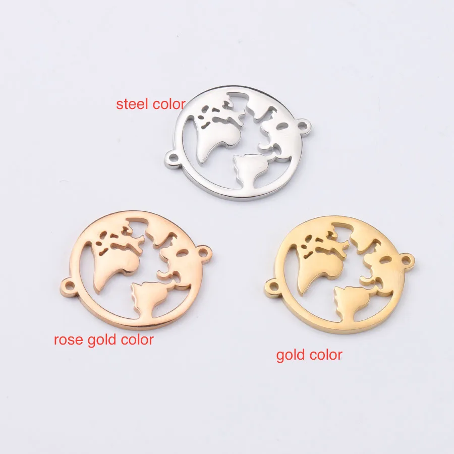 

50pcs 22*27mm Gold Color Stainless Steel Hollow Word Map charm Map pendant For Necklace DIY Handmade Jewelry Making