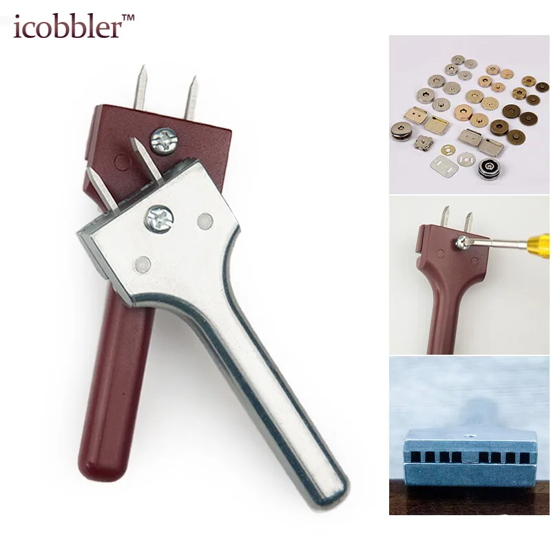 Adjustable Leather Craft Tool Fork Puncher Magnetic Button Clasp Snaps Installation Tools 4-25mm Hole Spacing Handmade DIY Punch