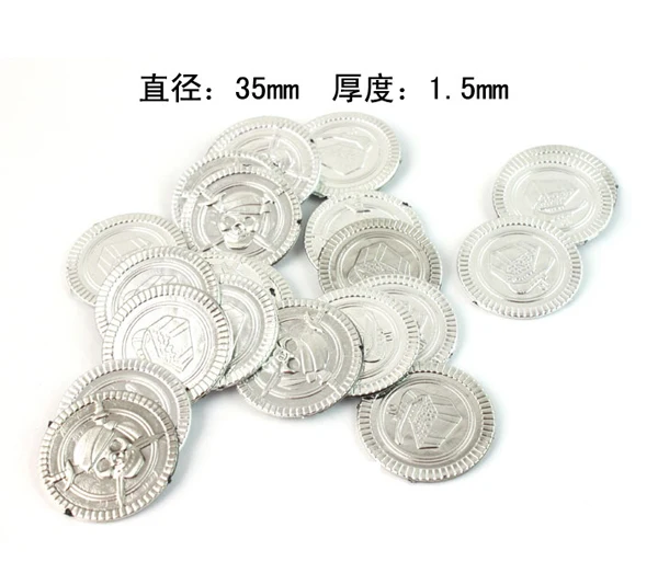 Wholesale cool1000pc plastic crossbone captain pirate treasure silver coins props toys for Halloween party cosplay kids favors