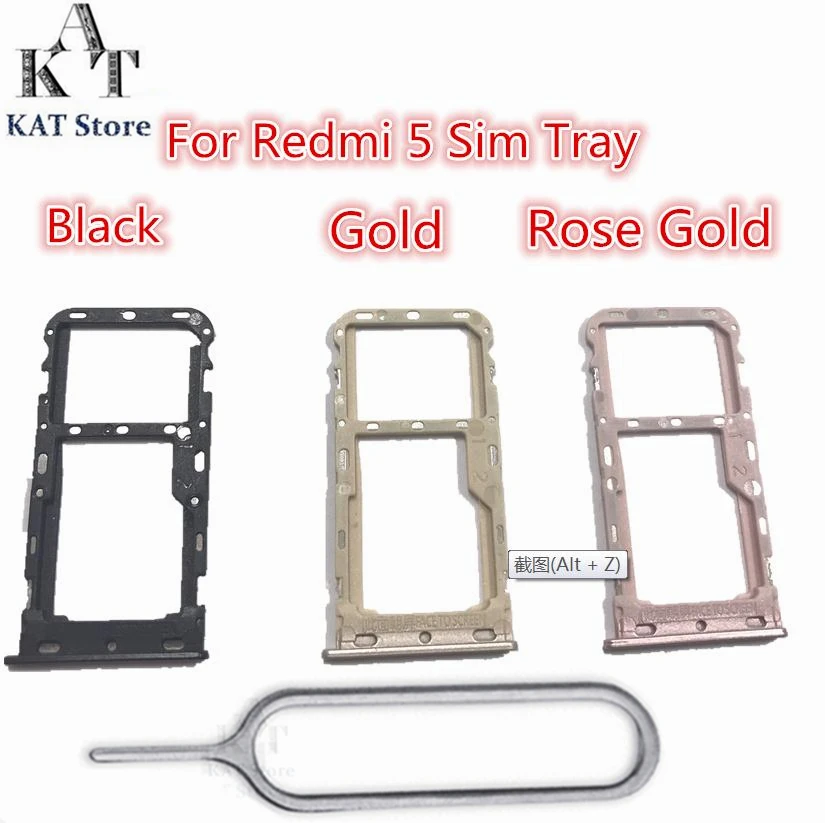 1 Piece For Redmi 5 5A 6 6A SIM Card Tray Micro SD Card Holder for Redmi 5 5A 6 6A With Eject Pin Needle Tool Replacement Parts