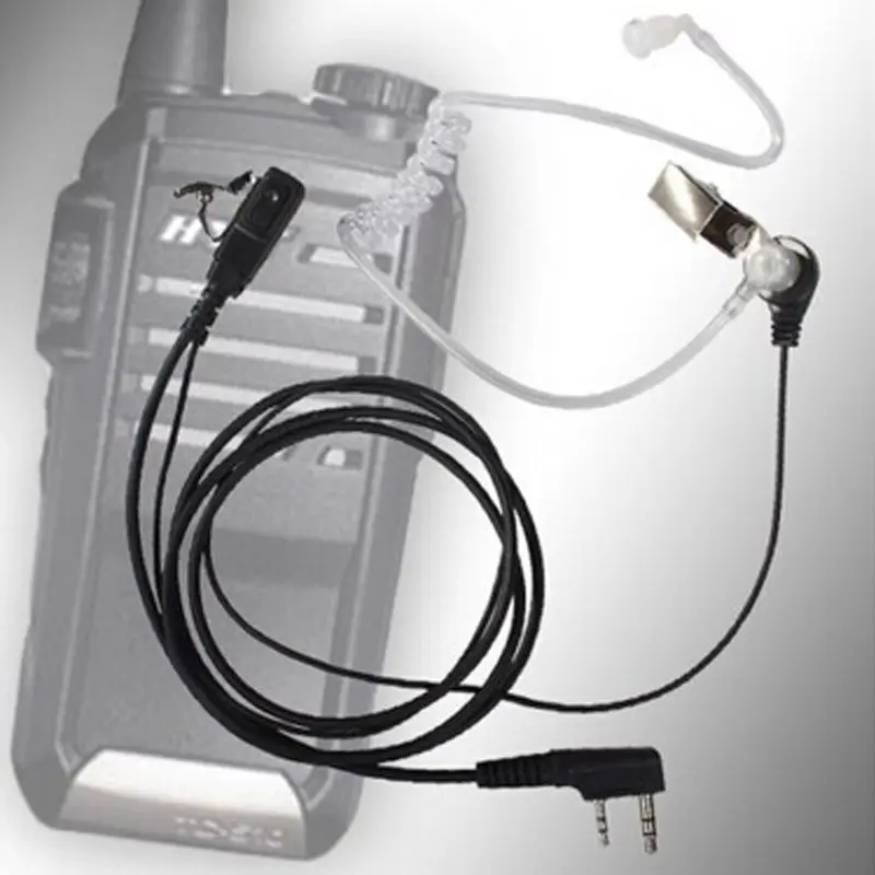 Pro 2 Pin Earpiece Headset Earphone For Motorola Kenwood Radio with Hidden microphone inside PTT Switch Security