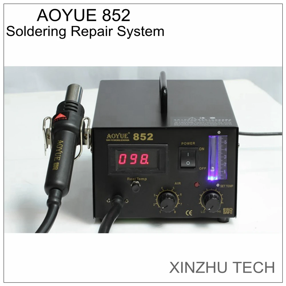 AOYUE Int 852 Soldering Station Digital Display Rework Station Repairing System Hot Air Soldering Station Adjustable Temperature