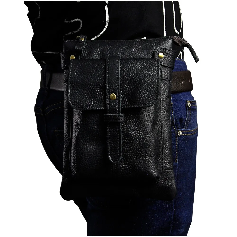 Leather Men Multifunction Designer Casual Crossbody Shoulder Messenger Bag Fashion Waist Belt Pack Bag Phone Tablets Case 8711b