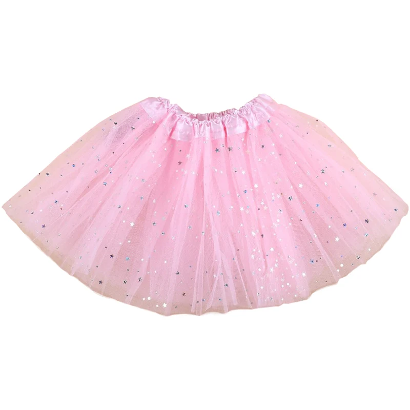 Newest Item Girls Kids Tutu Skirt Princess Party Ballet Dance Wear 3 Layers Tulle Star Glitter Toddler Girl Performance Costumes