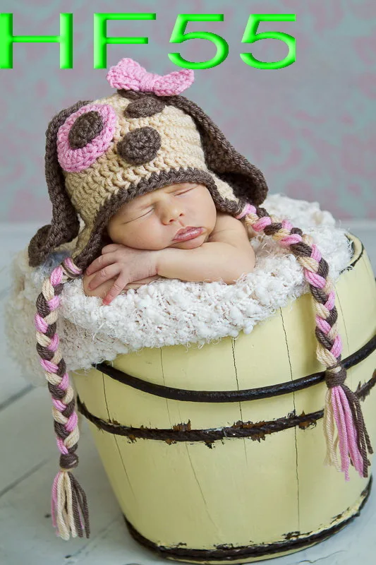 

Special price - Lovely Crochet girls dog hat,baby cartoon Halloween Hat ,100% cotton Pink bowknot Cinamonroll girls hat caps