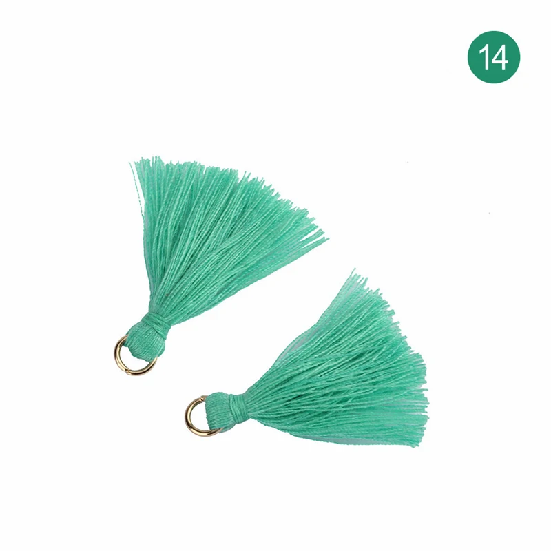 50PCS 3.6CM Mini Metal Ring Polyester Cotton Fabric Tassel DIY Pendant Jewelry Making Fringe Trim Craft Tassel Sewing Accessorie