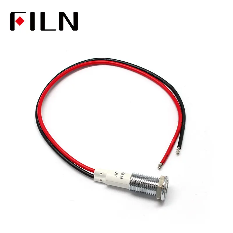 FILN 10mm Car dashboard fault flag symbol silver led red yellow white blue green 12v led indicator light with 20cm cable