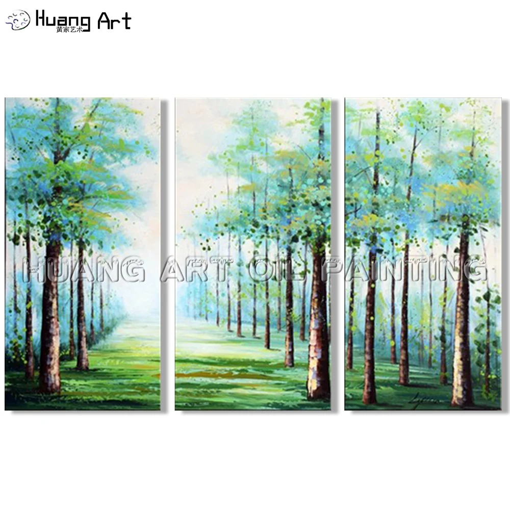 

High Skill Hand-painted High Quality Tree Landscape Oil Painting on Canvas Modern Spring Scenery Group Paintings for Wall Decor