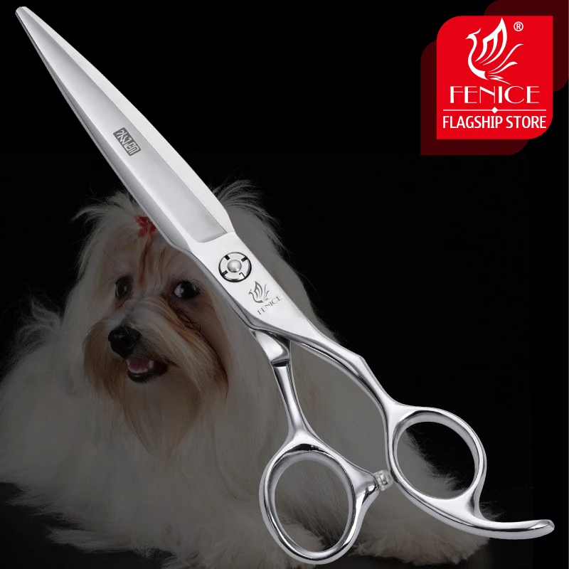 Fenice 7.0 inch Professional Grooming Pets Hair Scissors Dog's Hair Cutting Shears Japan 440C Straight Scissor Groomer Tool